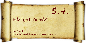 Sághi Arnó névjegykártya